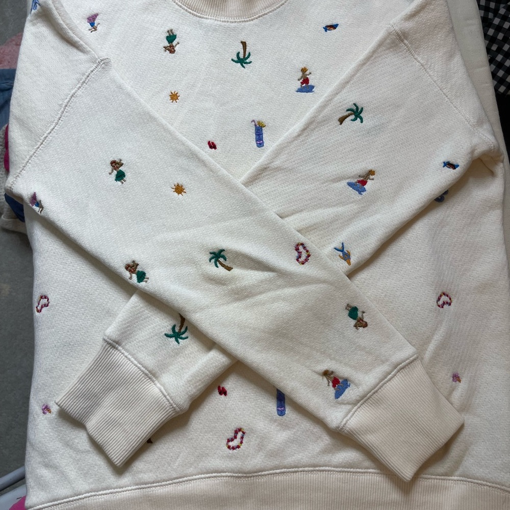 Madewell Embroidered Cream Women's Sweater